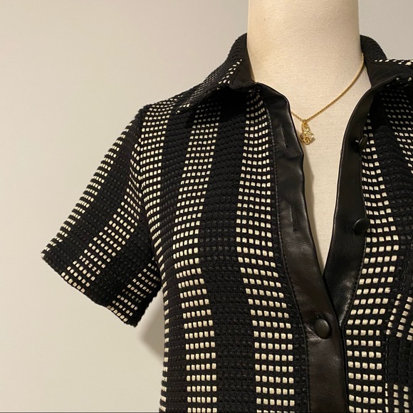 Zara woven striped dress with faux leather pleats - Picture 5 of 9